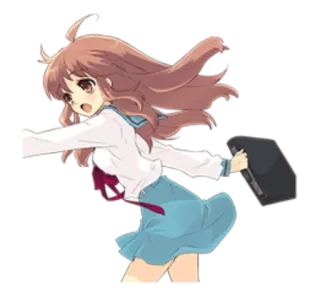 😥 アニメ, 女の子, 制服, 走る, 漫画, キャラクター telegram sticker