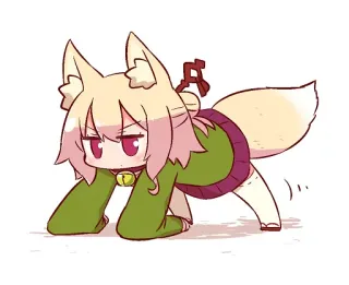 😐 Anime, Raposa, Kemonomimi, Fofo, Chibi, Orelhas de animal, Rabo telegram sticker