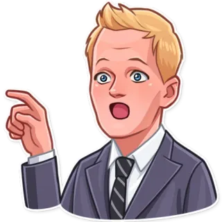 😮 Barney Stinson How I Met Your Mother 바니 스틴슨, How I Met Your Mother, 가리키는, 정장, 닐 패트릭 해리스, 스티커 telegram sticker