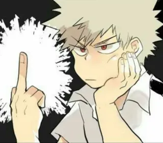 🖕 Katsuki Bakugo My Hero Academia Katsuki Bakugo, Anime, Mittelfinger, Beleidigung, Wütend, Cartoon telegram sticker