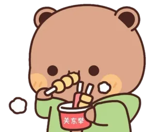 🍼 关东煮 comida, desenho animado, urso, fofo, dango, kawaii, comendo telegram sticker