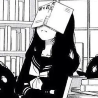 🦔 uczennica, anime, manga, biblioteka, książka, student telegram sticker