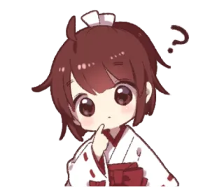 ✨ Animé, Dessin animé, Mignon, Fille, Question, Réflexion telegram sticker