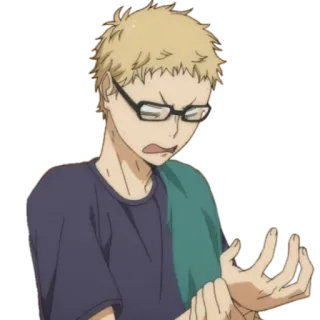 ❌ Tsukishima Kei Haikyuu!! Anime, Haikyuu, Tsukishima Kei, Nhân vật, Phim hoạt hình whatsapp sticker