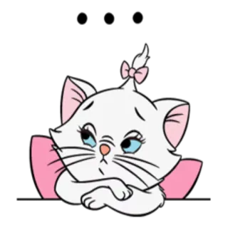 😕 Marie gato, dibujo animado, animal, lindo, blanco, rosa, gatito telegram sticker