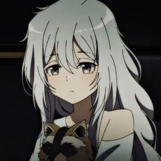 😕 anime, girl, sad, white hair, cute telegram sticker