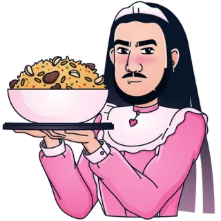 🧔‍♂️ man, dress, food, rice, bowl, portrait, character whatsapp sticker