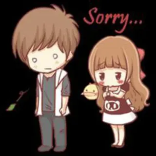 😞 Sorry... Entschuldigung, traurig, niedlich, Cartoon, Liebe, Beziehung, Paar whatsapp sticker