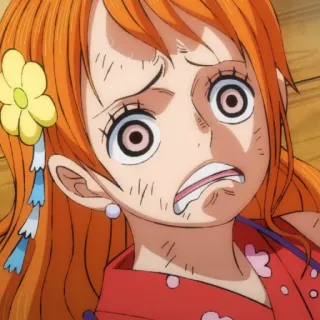 🍑 Nami One Piece 动漫, 海贼王, 娜美, 震惊, 害怕 telegram sticker