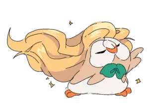 💃 Rowlet pokemon, hibou, mignon, endormi, sommeil, oiseau telegram sticker
