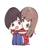 😋 น่ารัก, คู่รัก, การ์ตูน, ความรัก, กอด telegram sticker