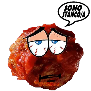 😓 SONO STANCO/A almôndega, exausto, cansado, italiano, desenho animado, engraçado telegram sticker