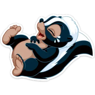 😂 skunk, crying, cartoon, animal, sad, distress telegram sticker