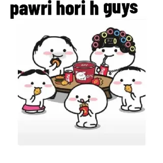 🥳 pawri hori h guys Kartun, Pesta, Makanan, Teman, Lucu, Meme telegram sticker