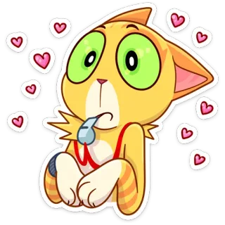 😍 gato, dibujos animados, corazón, pegatina, animal, lindo whatsapp sticker