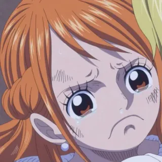 🥺 Nami One Piece 动漫, 哭泣, 橙色头发, 悲伤, 情绪化 telegram sticker