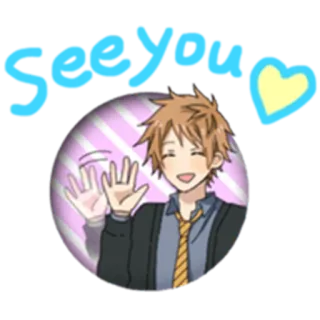 👋 anime, manga, character, boy, waving, happy telegram sticker