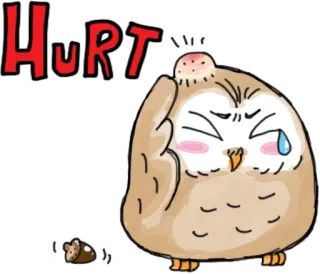 😖 Hurt сова, раненый, грустный, травма, животное, мультфильм telegram sticker