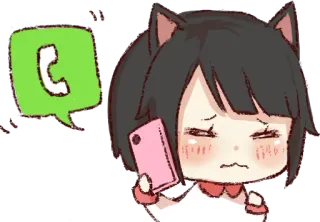 😣 Аниме, Мультфильм, Звонок, Телефон, Грустный, Расстроенный telegram sticker