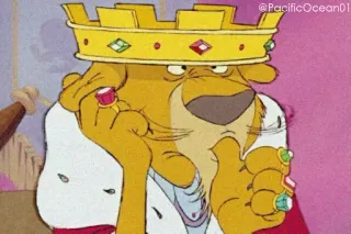 😒 lion, roi, couronne, dessin animé, animal, royal, bijoux, animé whatsapp sticker