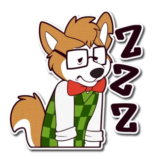 💤 ZZZ durmiendo, perro, gafas, nerd, dibujos animados, cansado telegram sticker