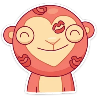 🥰 원숭이, 귀여운, 동물, 스티커, 만화, 하트, 키스, 사랑 telegram sticker