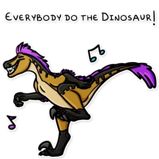 💃 EVERYBODY DO THE DINOSAUR! 공룡, 만화, 동물, 음악, 댄스, 파충류 telegram sticker