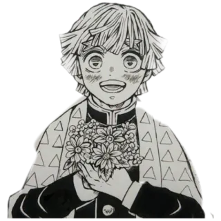 ⚡️ Zenitsu Agatsuma Demon Slayer เซนอิทสึ, ดาบพิฆาตอสูร, อนิเมะ, ดอกไม้, น่ารัก, แฟนอาร์ต telegram sticker