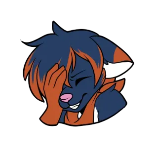 😓 furry, riendo, dibujos animados, antropomórfico, animal, expresión, mano, facepalm telegram sticker