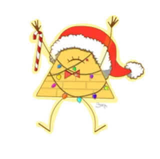 😄 Bill Cipher Gravity Falls Noël, Dessin animé, Triangle, Oeil, Chapeau, Lumières, Sucre d'orge, Animé telegram sticker