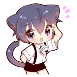🍓 Anime, Orelhas de gato, Chibi, Kawaii, Fofo, Mangá telegram sticker