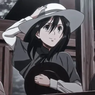 🧣 Mikasa Ackerman Attack on Titan Anime, Personnage, Femme, Chapeau, Mikasa Ackerman, L'Attaque des Titans telegram sticker