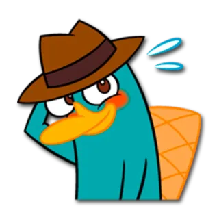 😅 Perry the Platypus Phineas and Ferb Perry l'ornitorinco, Phineas e Ferb, ornitorinco, agente, cartone animato, animale telegram sticker