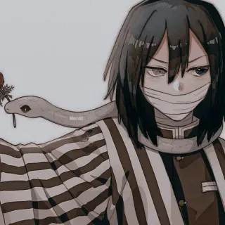 🐍 Obanai Iguro Demon Slayer อนิเมะ, ดาบพิฆาตอสูร, โอบาไน อิกุโระ, งู, เสาหลัก telegram sticker