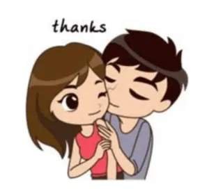 ❤ thanks thanks, couple, cartoon, love, greeting telegram sticker