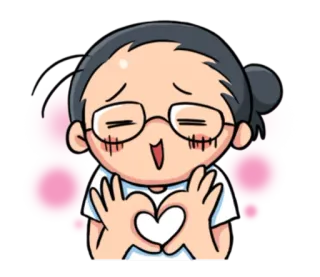 ❤ 卡通, 女人, 眼镜, 爱心, 爱, 表情符号 telegram sticker