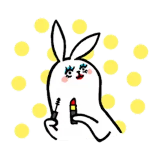 🌠 lapin, mascara, lapin, maquillage, rouge à lèvres, mignon whatsapp sticker