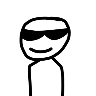 😎 monigote, dibujo animado, gafas, guay, simple, blanco, negro telegram sticker