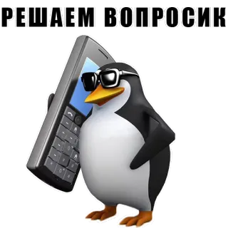 📞 РЕШАЕМ ВОПРОСИКИ пингвин, телефон, солнцезащитные очки telegram sticker
