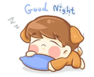 💤 Good Night ราตรีสวัสดิ์, นอนหลับ, น่ารัก, หมา, การ์ตูน telegram sticker