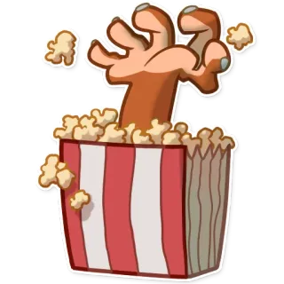 🍿 ポップコーン, 手, 食べ物, 容器, スナック telegram sticker