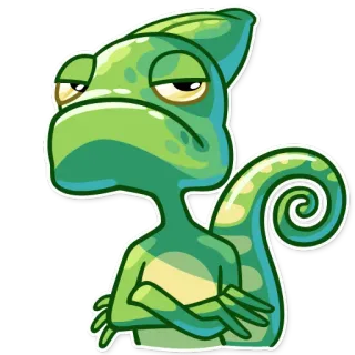 😕 chameleon, reptile, animal, sticker, green, bored telegram sticker