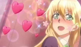 😍 Anime, Corazones, Chica, Dibujos animados, Pelo rubio, Lindo, Ilustración telegram sticker