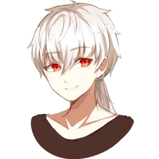 😊 Anime, Manga, Porträt, Weißes Haar, Rote Augen telegram sticker