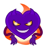 😈 heart, devil, demon, cartoon, purple, fire, evil, monster whatsapp sticker