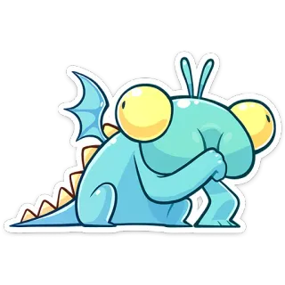 🦎 монстр, милый, животное, мультик, стикер, синий, крылья, дракон telegram sticker