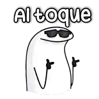 😶 Al toque flork, sunglasses, cartoon, white, text, spanish, gesture telegram sticker
