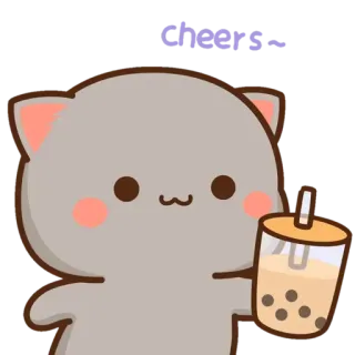 🧋 Cheers Katze, süß, Boba, Tee, Prost telegram sticker