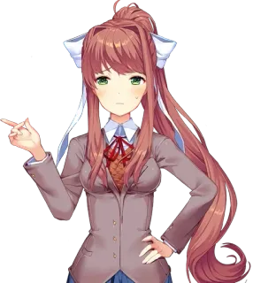 😥 Monika Doki Doki Literature Club! anime, character, Monika, gesture, middle finger telegram sticker