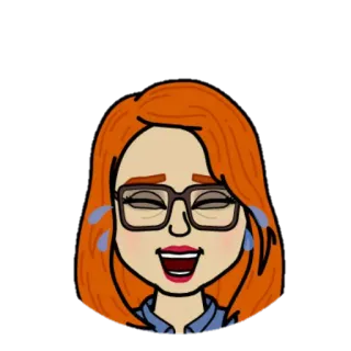 😂 woman, cartoon, glasses, laughing, tears, bitmoji telegram sticker